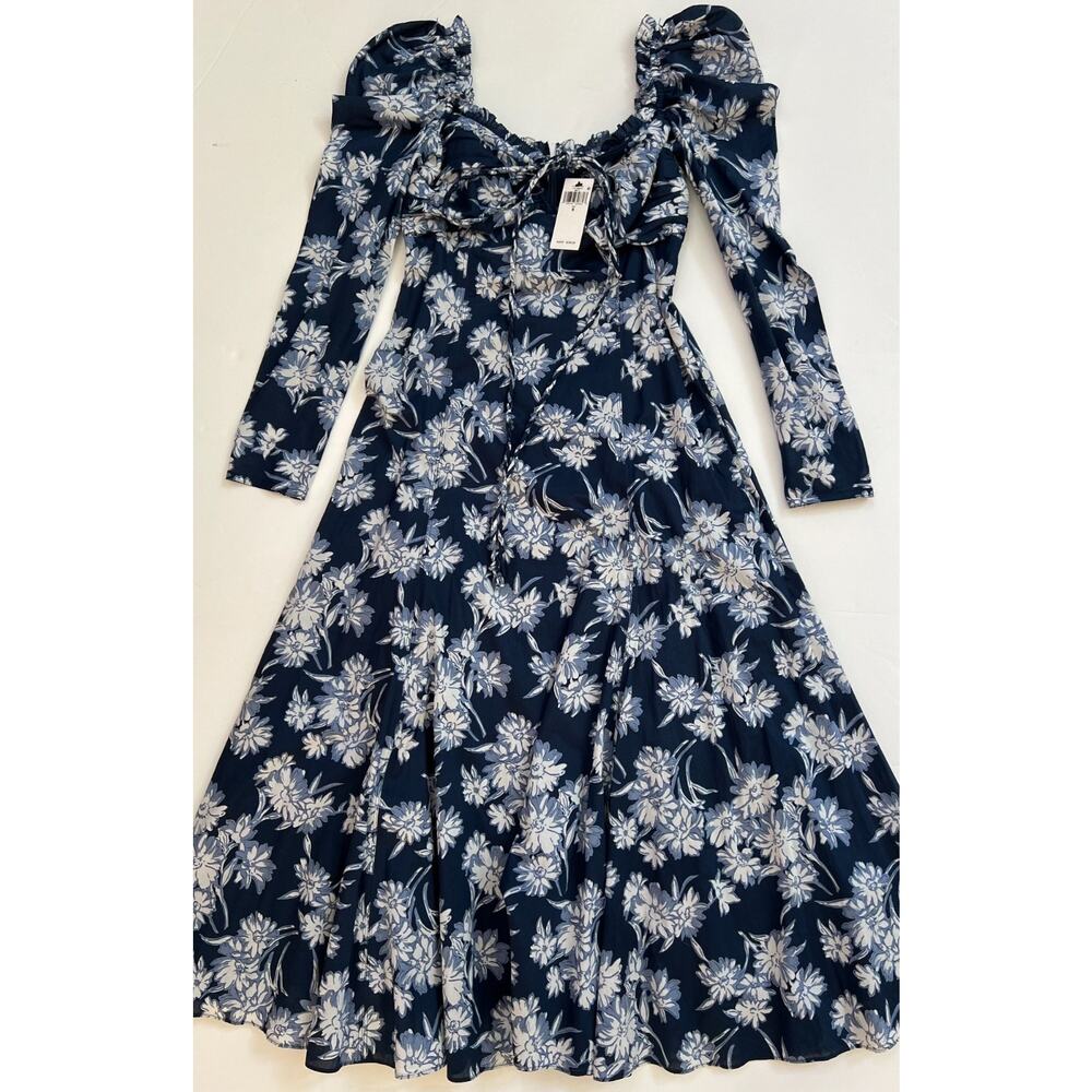 Polo Ralph Lauren Bloom Gathered Floral Cotton Cocktail Midi Dress Sz 6 $598